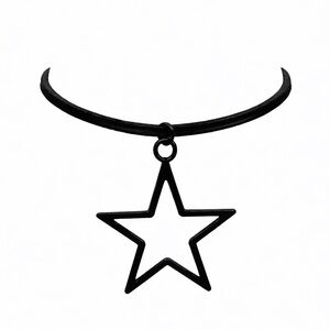 Black Open Star Choker Necklace | Gothic Y2K Celestial Jewelry